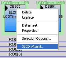 Wizard To access the Wizard, right-click on any block of the SLCD User Module in the Workspace Explorer and select the SLCD Wizard. Figure 7.