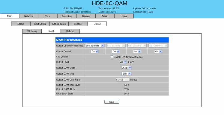 HDE-8C-QAM with Option 5 Verify the Output Mapping Section. - Input for each TS must be different. - Every PID and Program Number must be different.