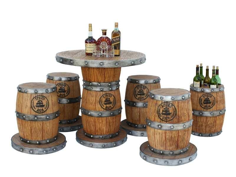 732 - Beer Wine Barrel Seating Set 733 - Beer Wine Barre Table