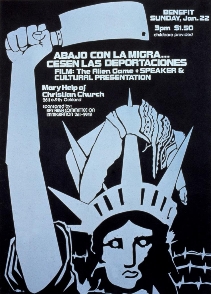 Abajo con la Migra 1977. Photo republished courtesy of UCLA Chicano Studies and Chon Noriega. Photo by William Haught.
