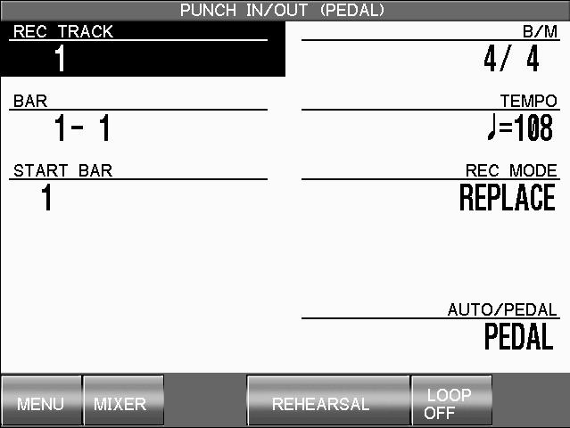 Recording will stop when the song reaches the Punch-Out Bar, but the CP will keep playing back the song to the end unless you press the STOP button.