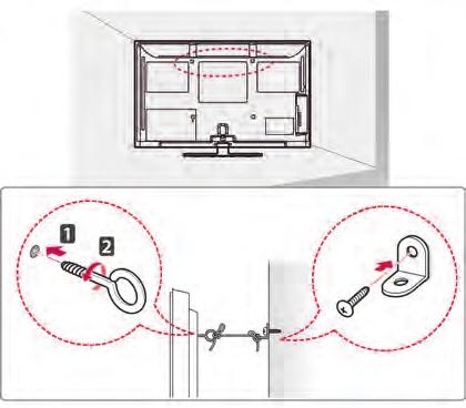 - If there are bolts inserted at the eye-bolts position, remove the bolts first. 2 Mount the wall brackets with the bolts to the wall.