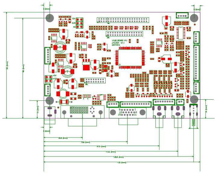 MECHANICAL DRAWING Driver Board Outline: 132.0*90.