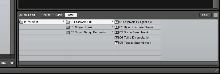 For easier navigating, you can also drag the Instruments folder to Kontakt s Quick-Load menu, or add it to the Database view.