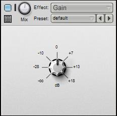 Ch.10 FX devices Gain This effect is a simple tool for increasing or decreasing a channel s gain. The Gain control sets the channel s gain between -inf db and +18 db.