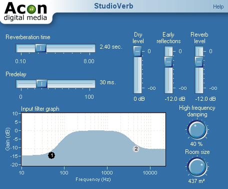Audio Processing User Interface Parameter Settings Reverberation time slider You can use the reverberation time slider to adjust the reverberation time of the dense