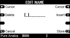 The standard name is now restored as shown in our example with Aux-1. Select the Edit Name function in the Setup menu.