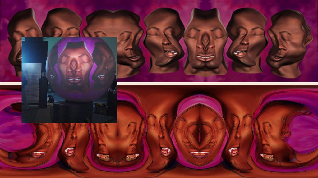 c: Stills (top and bottom) of our second generation MusicFace system where 3D shape distortion and color/image