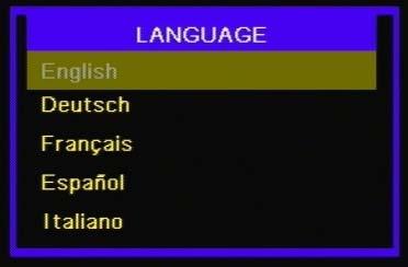 Menu Mode (cont d) LANGUAGE Choose the Language item in the main menu to scroll through the language choices.