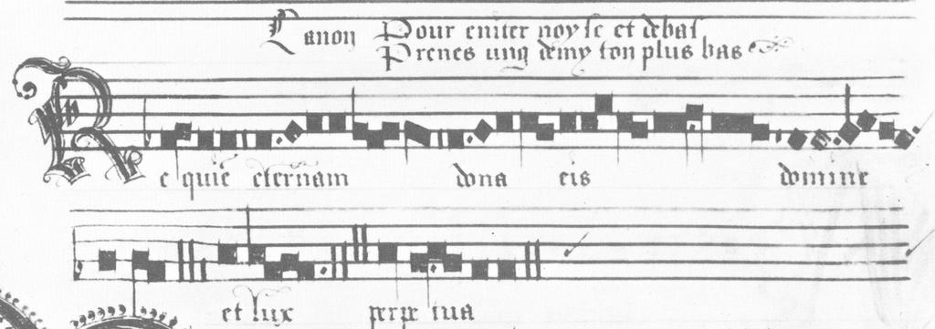 Figure 4.7: Tenor of Josquin, Nymphes de bois from Medici Codex In the Medici Codex the voices of Josquin's lament are presented in clefless notation and the tenor is also shown with blackened notes.