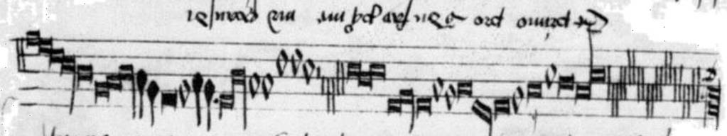Figure 3.12 : Tenor for secunda pars, third stanza from VatSP 80 205 This phrase has already been heard three times in the motet and the chanson was extremely well-known in the fifteenth century.