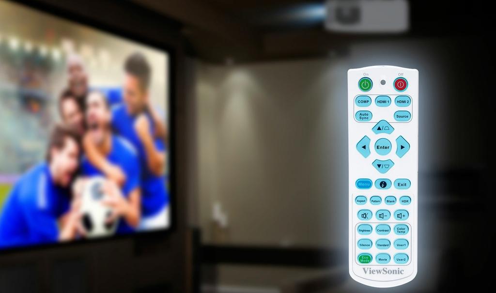 User-Friendly Remote Control PX747-4K comes with a backlit remote control that makes operating the projector simple, especially