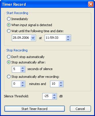 Using the Cleaning Wizard 3.1.3 15 Timer Record The timer record feature allows you to start and stop recording after a certain period of time or depending on the presence of an input signal.