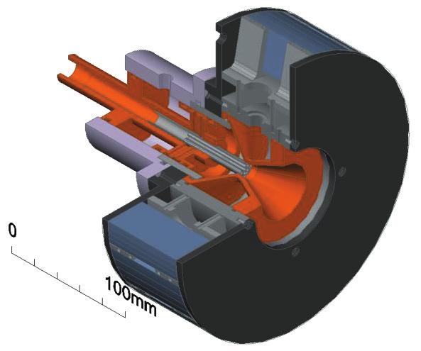 MPD thruster Figure 1 shows the cross-sectional view and 3 dimensional model, respectively, of the water-cooled MPD thruster used for this study 3-6).