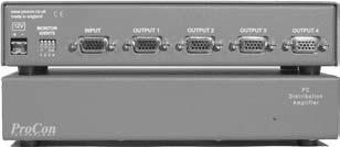 3404-01 RGB HV HD-D15 Distribution Amplifier 1 x 4 RGB Input Connector Level Max Level Impedance Sync Input Type Impedance RGB Video Bandwidth RGB Return Loss HDD15 socket Analogue 1V p-p 75 ohm