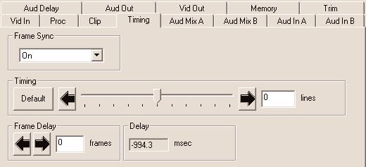 Use the Timing menu shown below to adjust the following parameters: Frame Sync turn the Frame Sync function on or off.