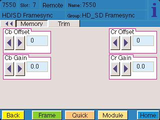 The Trim menu allows you to correct subtle issues in the individual color difference channels with offset and gain controls.