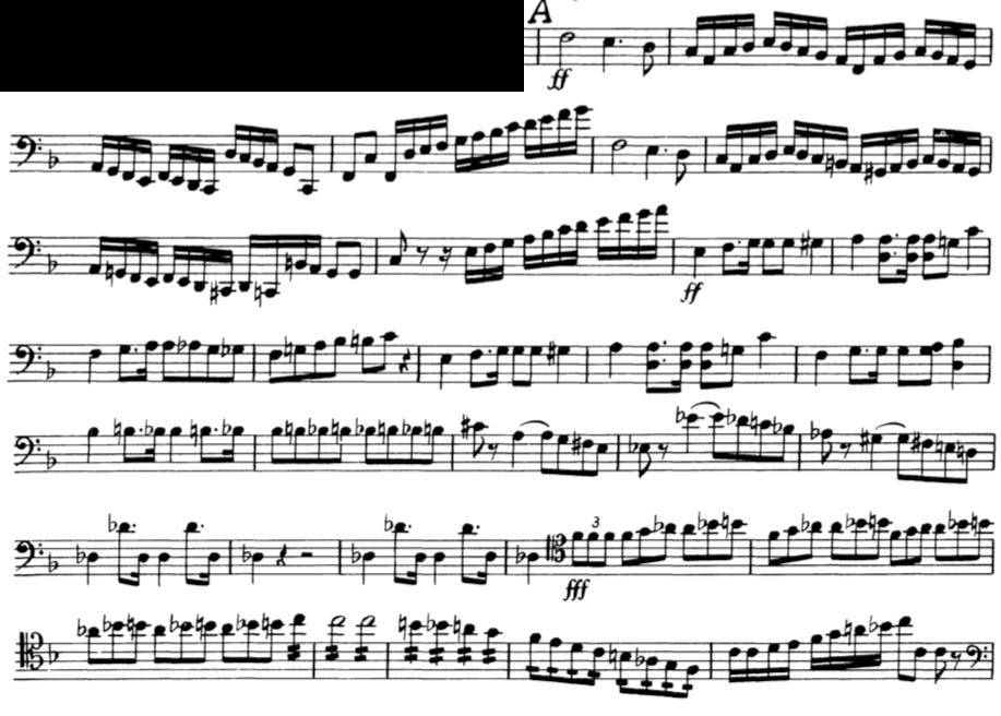B. Beethoven Symphony V: 2 nd Mvt., m.1-10 & m.49-59 A.