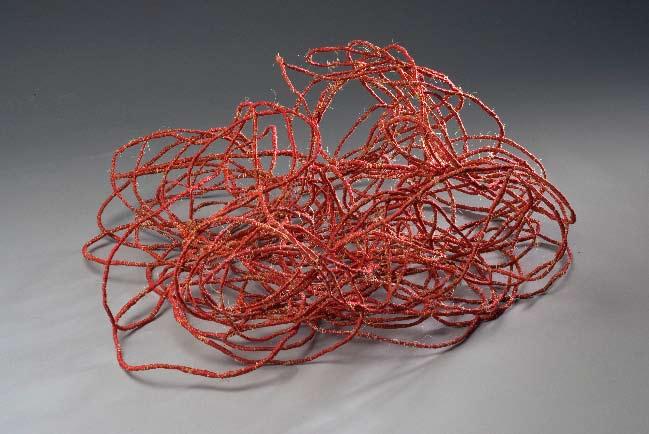 (Figure 5) The Shortest Distance Between Two Points, 2007, unwound rope and silk thread, 143 long