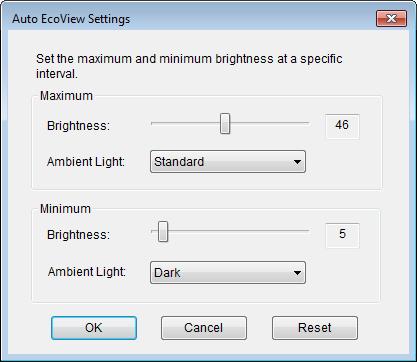 7-1. Setting EcoView 1. From Monitor pull-down menu select the monitor to adjust when two or more monitors are connected to the system 2. Select ON or OFF for Auto EcoView.