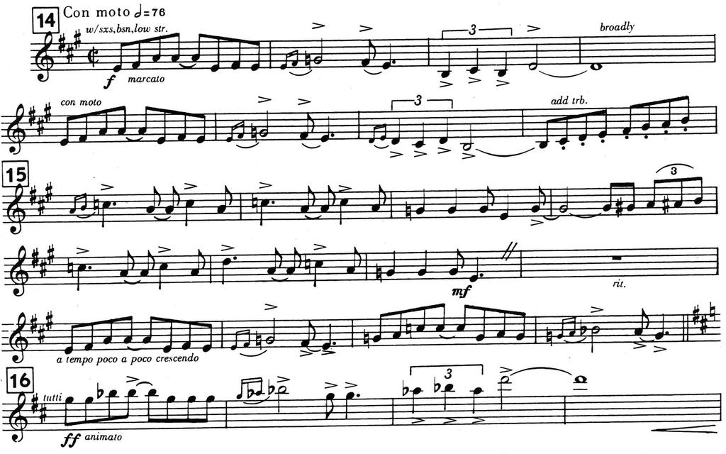 Gershwin Rhapsody in Blue Target tempo is as marked: HALF note = 76 Hmm To tongue or slur the triplet after 15? Do your homework.