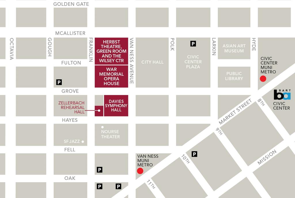 directions & parking Louise M. Davies Symphony Hall 201 Van Ness Avenue (at Grove Street) DRIVING DIRECTIONS FROM THE SOUTH BAY OR PENINSULA 1. Take 101 North and exit 9th Street 2.