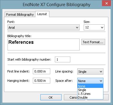 The two tabs in the Configure Bibliography window provide options for changing the style, adding, removing, or formatting hyperlinks between citations and their matches in the bibliography, adding a
