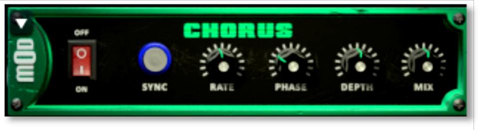 frequency EQ bands. CHORUS Synch - This button synchronizes the rate to your BPM.