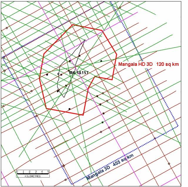 Fatehgarh Group Figure 1: Mangala Field depth structure map of top Fatehgarh reservoir (left) and seismic line through Mangala-1 discovery well (right).