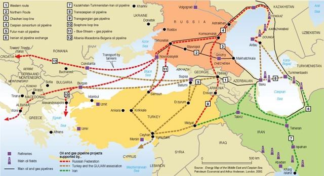 Statele regiunii Mării Negre pot fi grupate în trei categorii: ţări independente de resurse energetice externe, care dispun pe teritoriul lor de rezerve semnificative de petrol şi gaze naturale.
