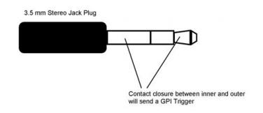 Settings > GPI set up The can be controlled externally via a GPI (General Purpose Interface) switch.