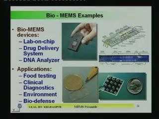 (Refer Slide Time: 37:12) Now, another area is biological application of the MEMS and there, if you see, many devices are made out of the silicon or the polymer.