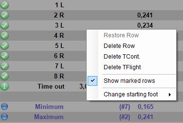 Figure 58 Data row management menu Restore row: allows to reset a previously deleted row or a row connected to the row above or below as valid Delete row: deletes the selected row deleted rows are
