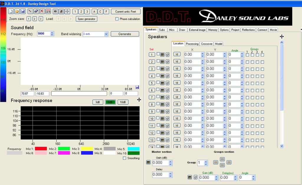 DDT2D Screen On the right, there are a number of drop- down tabs allowing the user to design the system to model. We call this part the Parameters Window.