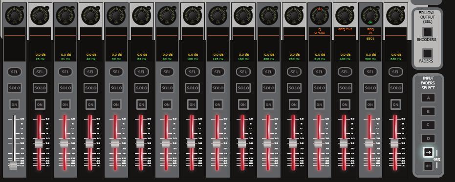 GRAPHIC EQUALISERS (GEQ) The Si Series provides a total of 35 high-quality BSS Audio Graphic Equalisers (GEQ), Each of the 24 Busses, the 8 Matrix and the three Main Masters are equipped with a