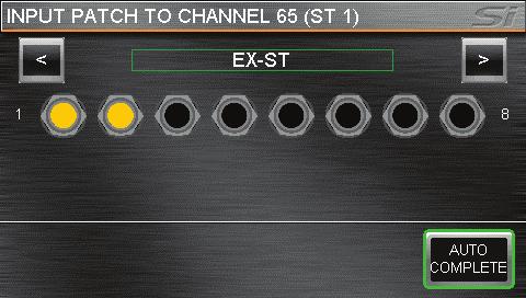 Patching of Stereo Inputs is accomplished in a similar manner: If the chosen input source for a channel is LINE type (e.