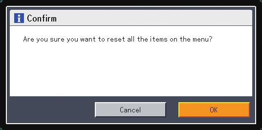 The following settings cannot be reset with this function: [User Logo] in [Display Settings] To reset the
