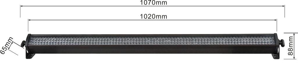 Product Specification Model: Showtec LED Light Bar 8 LEDs: 240 RGB high intensity 10mm LEDs (Red 96, Green 72, Blue 72) Beam angle: 30 º Inexpensive batten effect 8 sections Compact size Output: