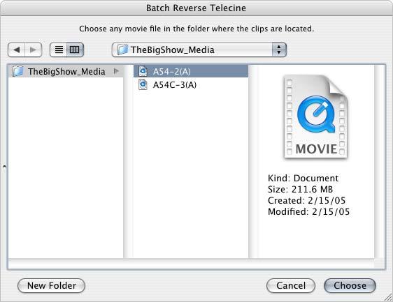 Using Batch Reverse Telecine for Multiple Source Clips Before you use batch reverse telecine to process multiple source clips, be sure to read Preparing to Use Batch Reverse Telecine on page 119.