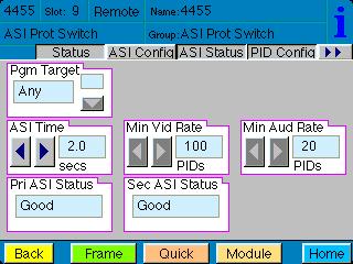 The ASI Status menu shown below displays a breakdown of critical elements of analysis with a display of live results.