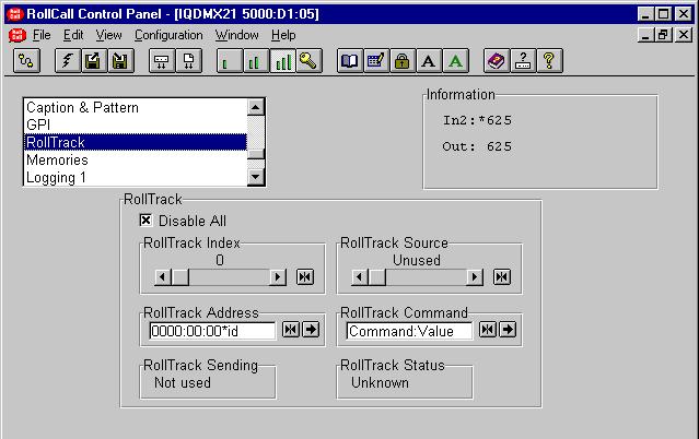 RollTrack This function allows information to be sent, via the RollCall network, to other compatible units connected on the same network.