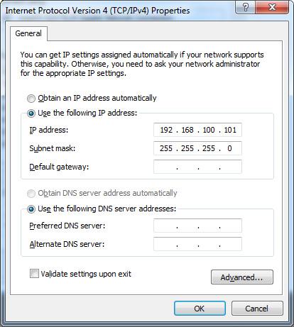Getting Started Connecting Figure 2-5 Internet Protocol (TCP/IPv4) Properties dialog. 7 Click OK to submit the changes.