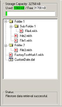 Stand-alone Operation WinMark Pro/Flyer 3D Interface Figure 3-4 Filestore containing saved files and folders.