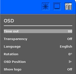 Video Settings Setup Menu OSD Description The OSD submenu provides several adjustments for the OSD menu settings. Time out sets the length of time (in seconds) the OSD screen is displayed.