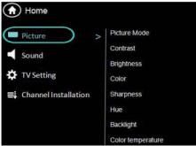 4 Use more of your TV 4.2 Manually adjust sound setting 4.1 Manually adjust picture setting Menus help you to install channels, change picture and sound settings and access other TV features.