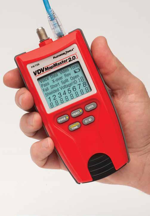 Test & Measurement VDV MapMaster 2.0 Cable Tester Combines continuity testing, mapping, tone generation, and length measurement functions in a single tester.