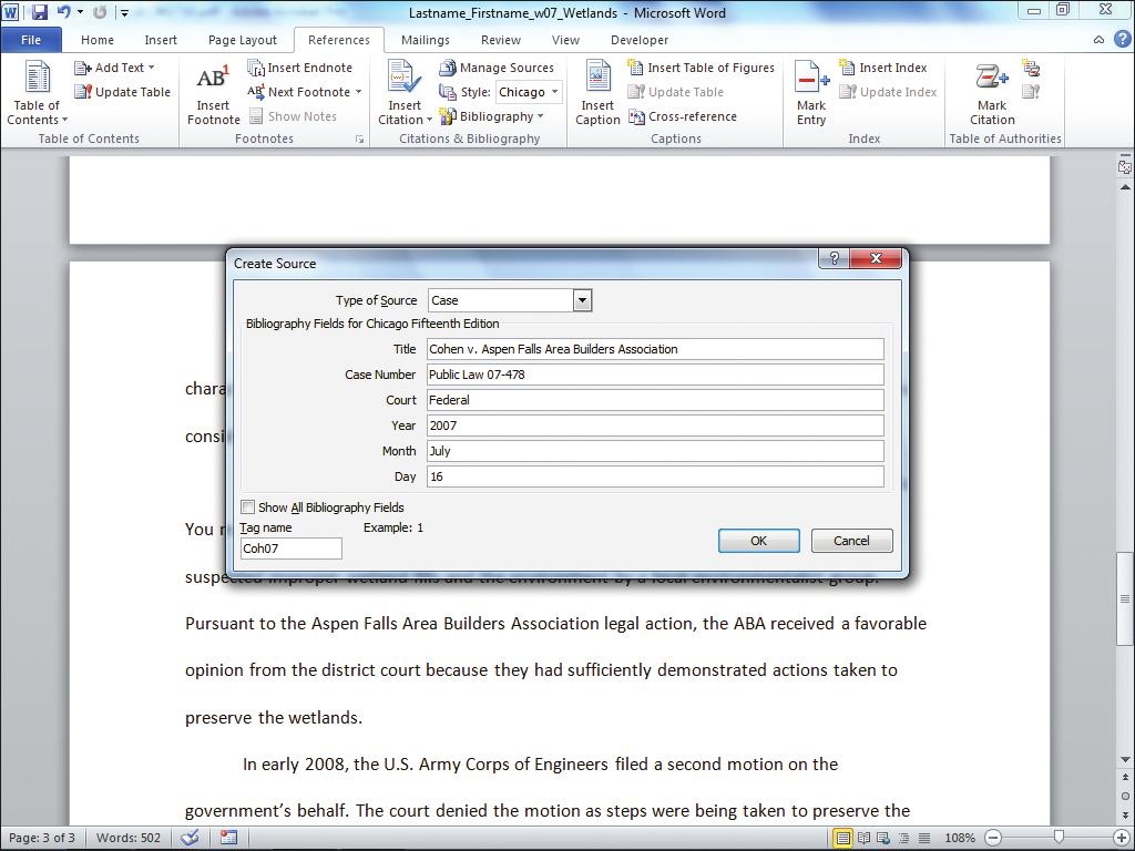 5. In the Create Source dialog box, enter the following information: Title Cohen v.