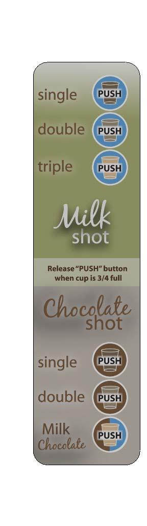 To Program the selector switch: 1. When the screen shows SEL, on the selector switch control panel, press the switch labeled Single Milk Shot.