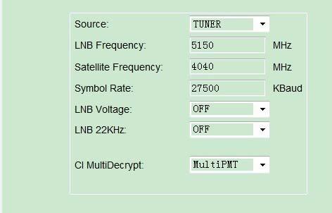 PIC-6-3-4 SATELLITE FREQUENCY (MHz): this is the satellite down conversion frequency, every transponder has one frequency, and this parameter can be obtain from the satellite program provider or at