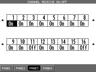 On page three of the MIDI Settings menu, you can determine which MIDI channels the CP will receive MIDI data on.
